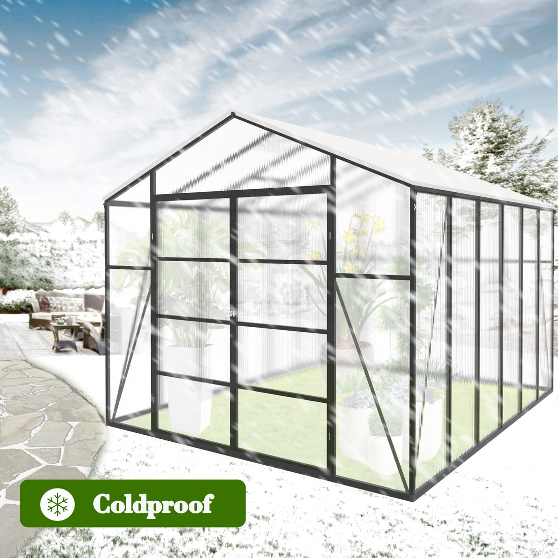 Outluma 10 x 12 Aluminum Greenhouse with Raised Base
