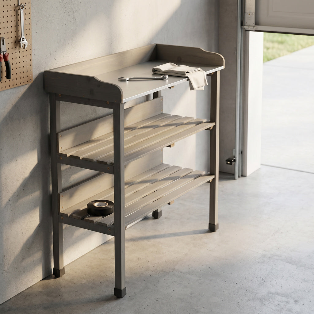 Compact 3-Tier Potting Table detail