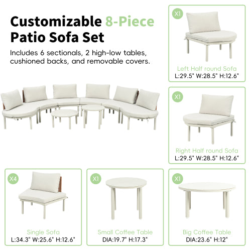 8-Piece Half-Moon Outdoor Sectional Set - image 5