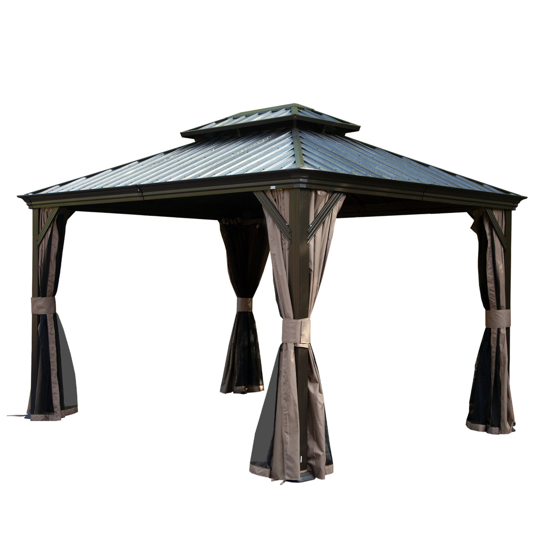 Outluma 12 x 14 Hardtop Gazebo with Curtains and Netting