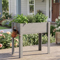 Elevated Wood Garden Bed with Legs - Grey Small