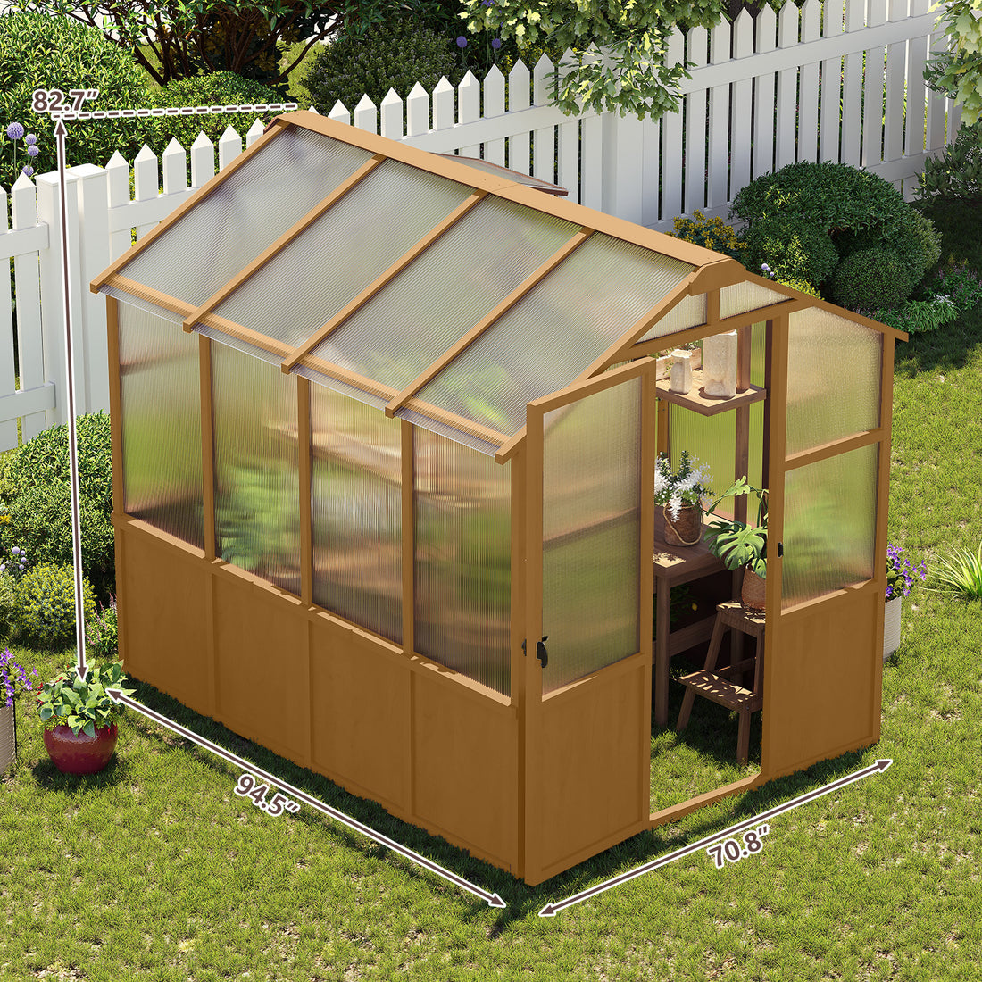 Outluma 6 x 8 Wood Greenhouse with Polycarbonate Panels