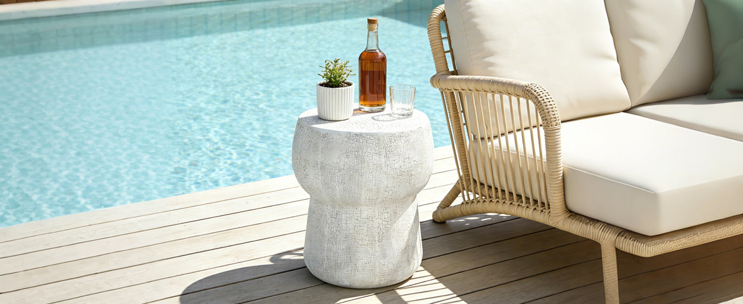 Concrete Double-Barrel Side Table detail