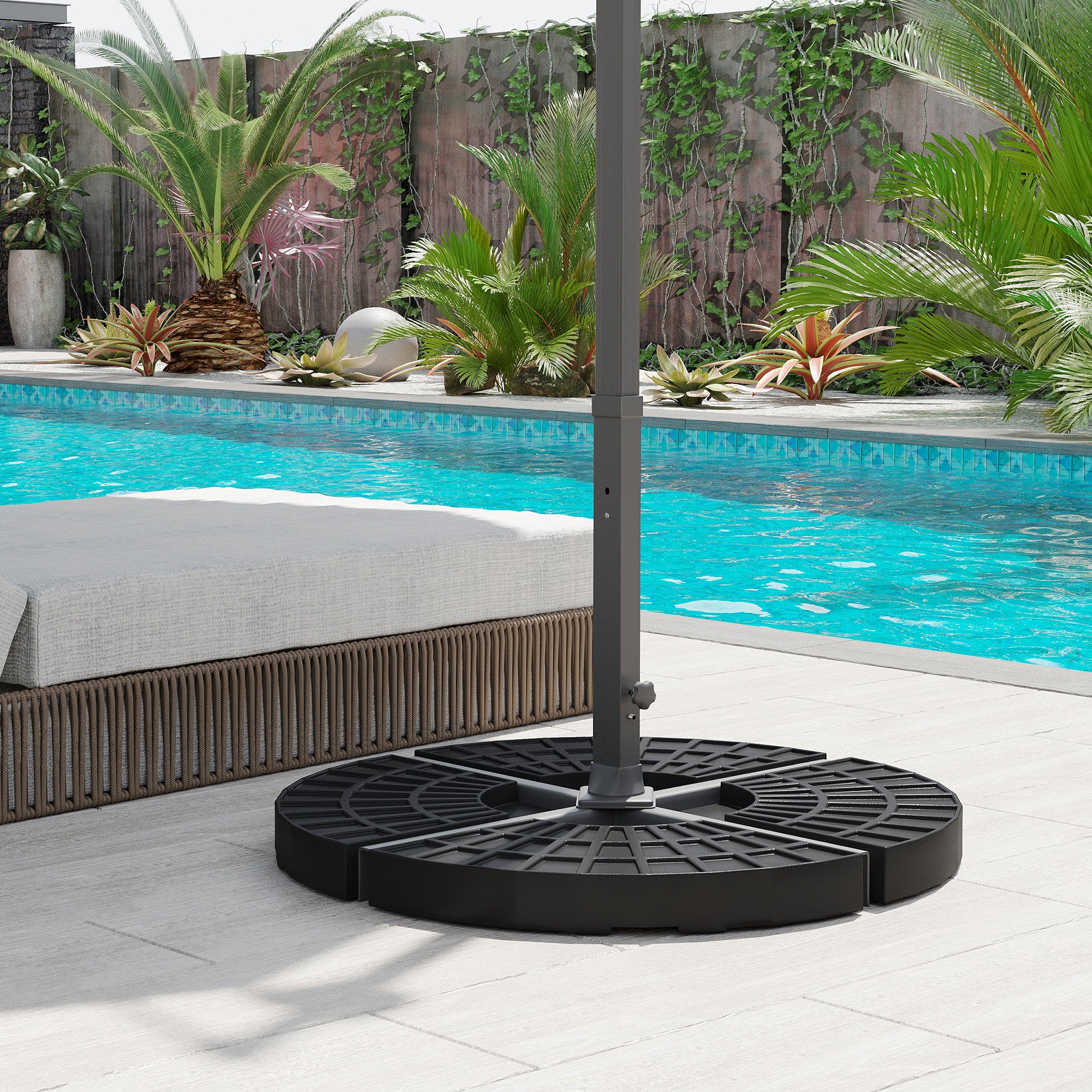 Heavy-Duty Cantilever Umbrella Base 52L Fillable - Black