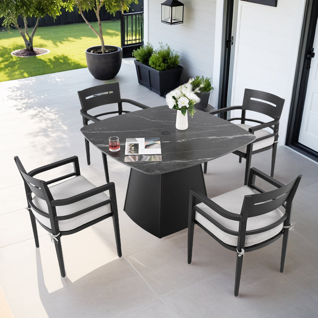 Outluma 5-Piece Sintered Stone Outdoor Dining Set