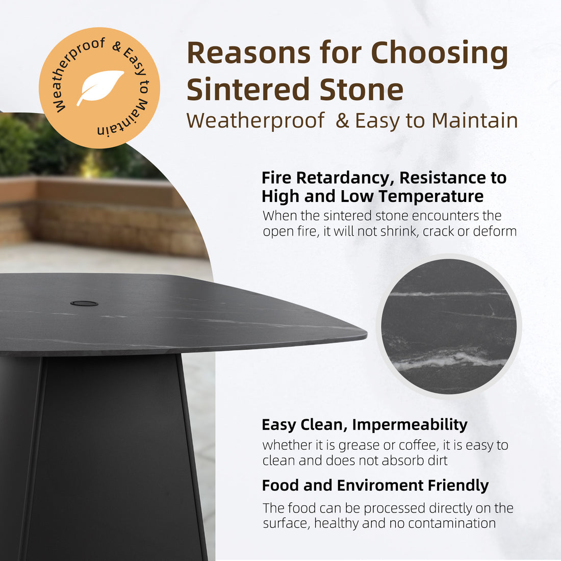 Outluma 5-Piece Sintered Stone Outdoor Dining Set
