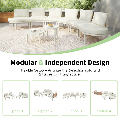 8-Piece Half-Moon Outdoor Sectional Set - image 3