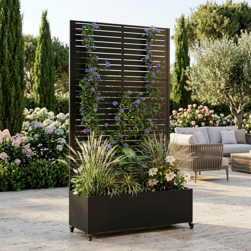 Tall Trellis Planter 73 inch - Black Steel
