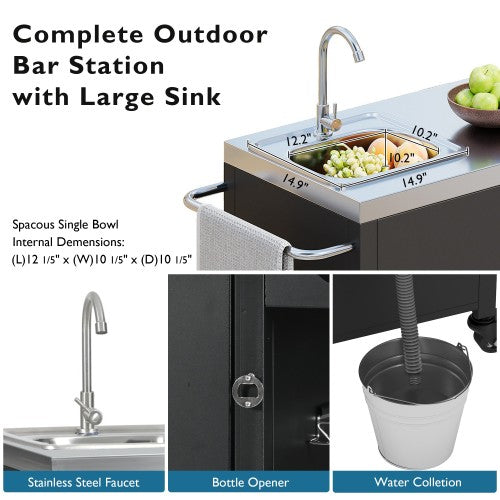55.5-Inch Outdoor Kitchen Island with Stainless Steel Sink - image 6