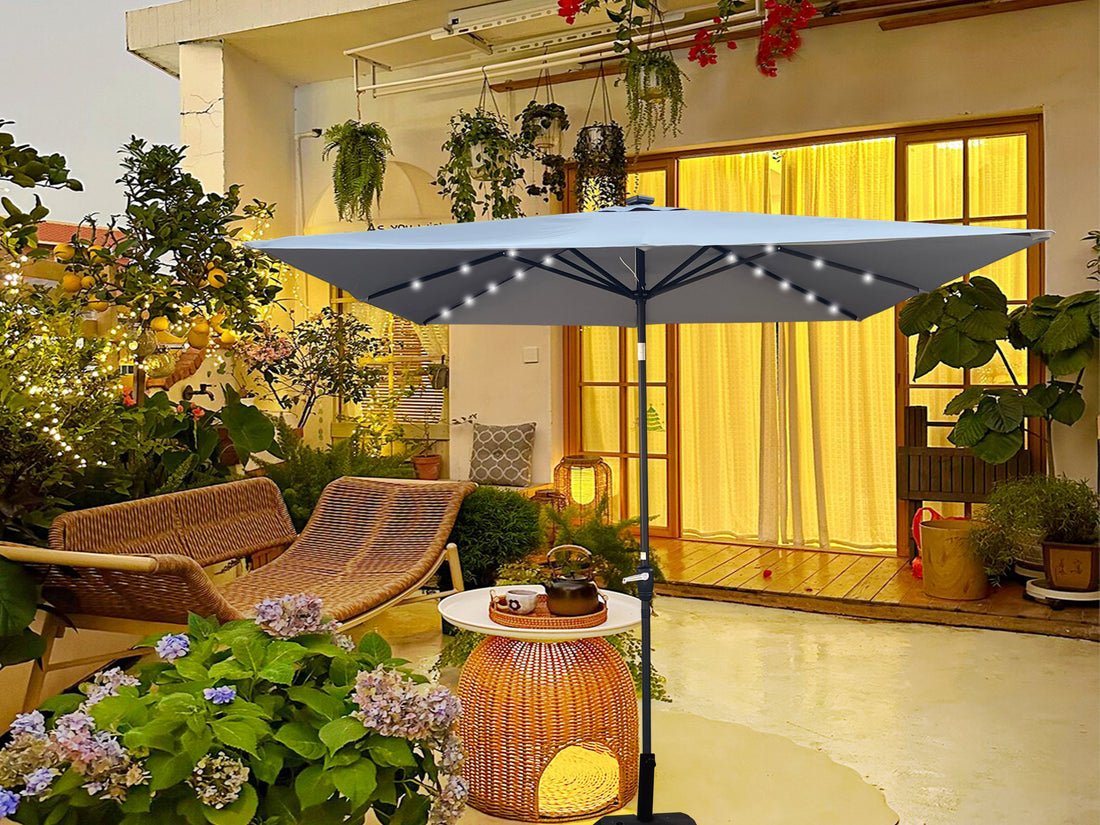 Outluma 8.2 ft Square Solar LED Patio Umbrella