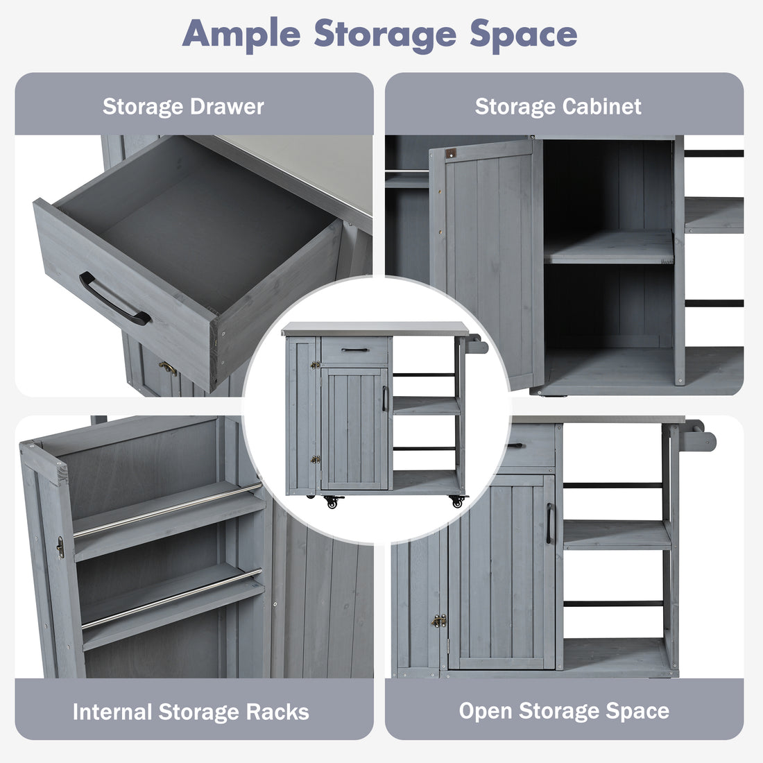 Outluma Fir Wood Outdoor Prep Station - Grey