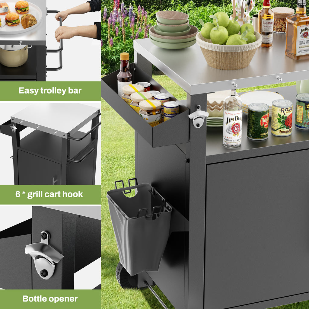 Grill cart stainless top detail