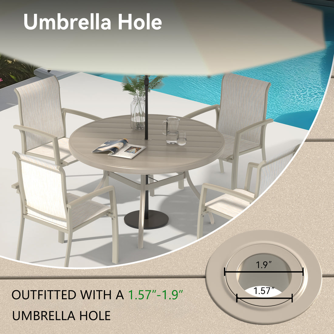 Outluma Round Metal Patio Dining Table - Sandstone