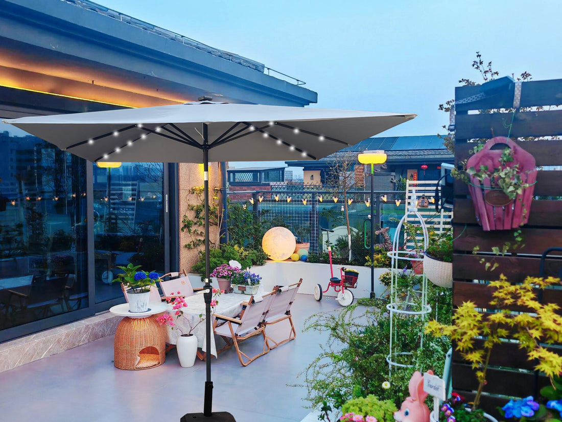 Outluma 8.2 ft Square Solar LED Patio Umbrella