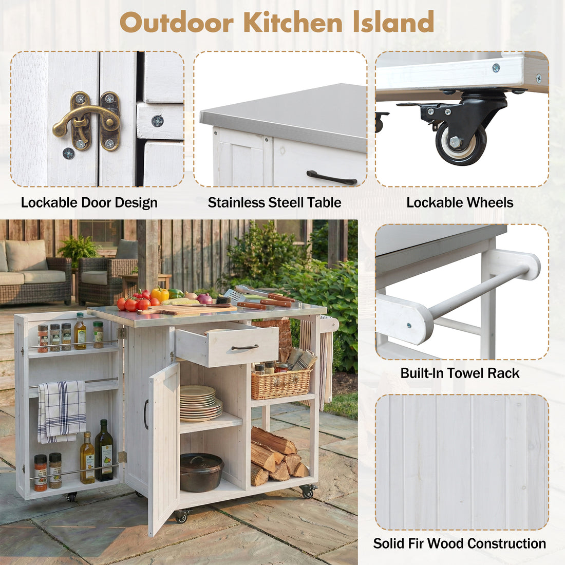 Outluma White Fir Wood Outdoor Prep Station