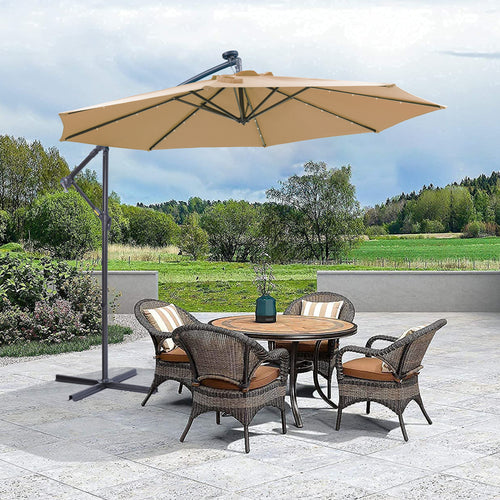 10 ft Solar LED Cantilever Umbrella - Taupe