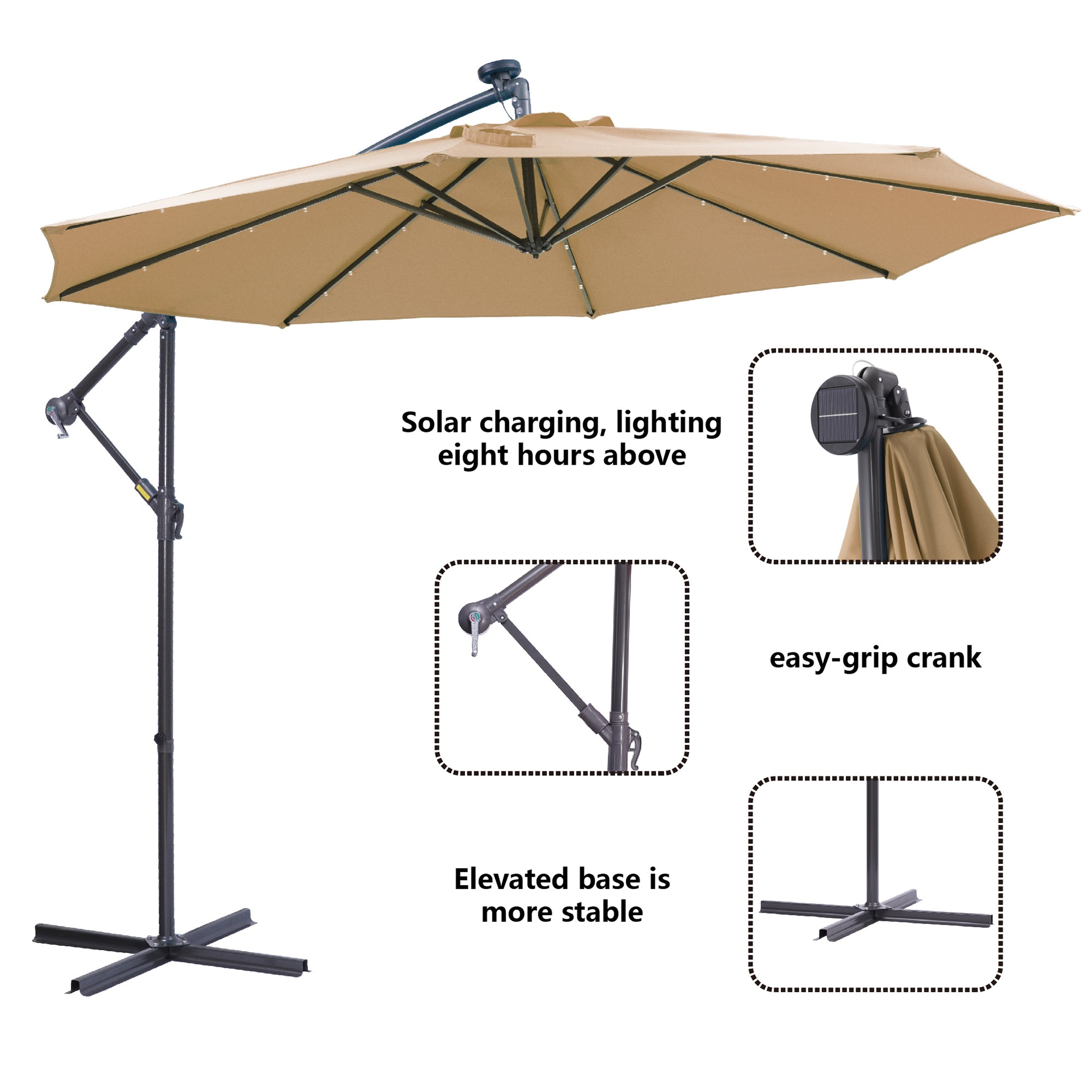 Solar LED Cantilever Umbrella detail