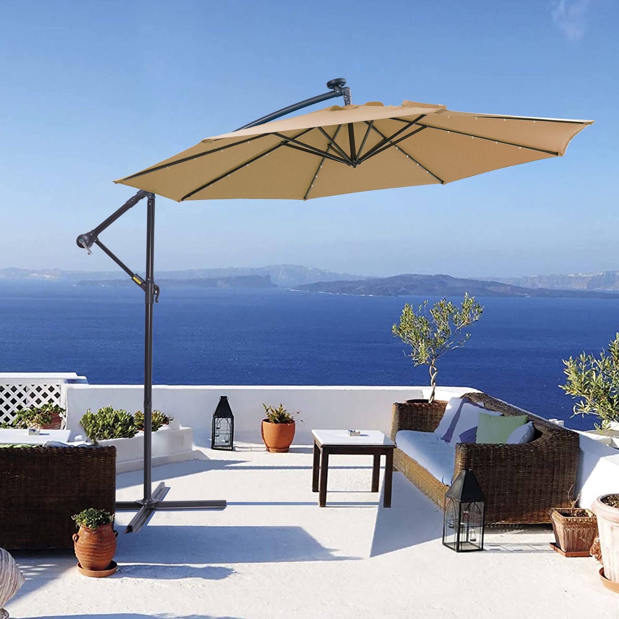Solar LED Cantilever Umbrella detail