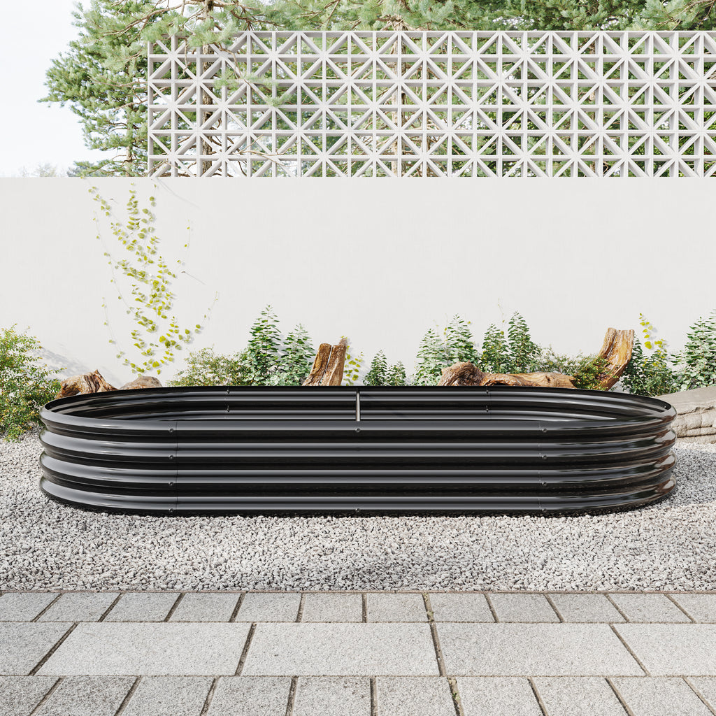 Oval Metal Raised Garden Bed - Black