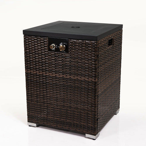 22-Inch Square Propane Fire Pit Table with Glass Wind Guard - image 9