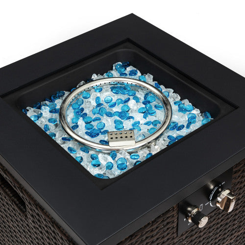 22-Inch Square Propane Fire Pit Table with Glass Wind Guard - image 11