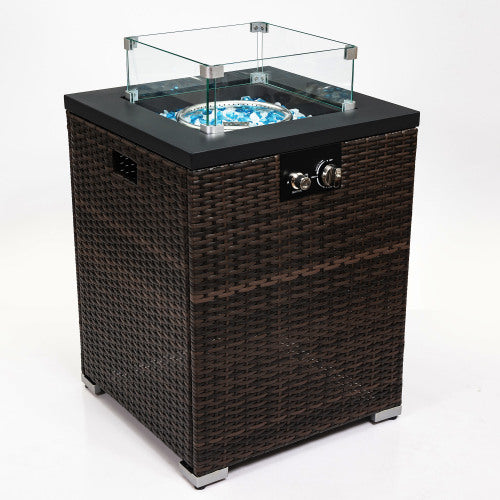 22-Inch Square Propane Fire Pit Table with Glass Wind Guard - image 5