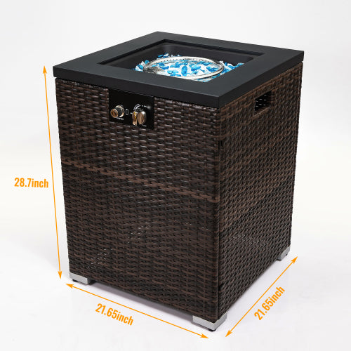 22-Inch Square Propane Fire Pit Table with Glass Wind Guard - image 12