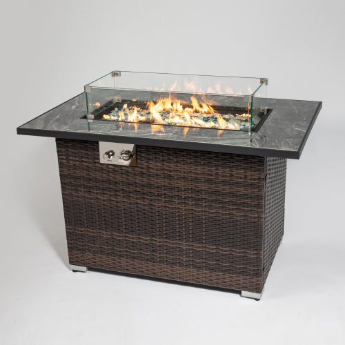 44-Inch Rectangular Propane Fire Pit Table with Marble-Look Top - image 4