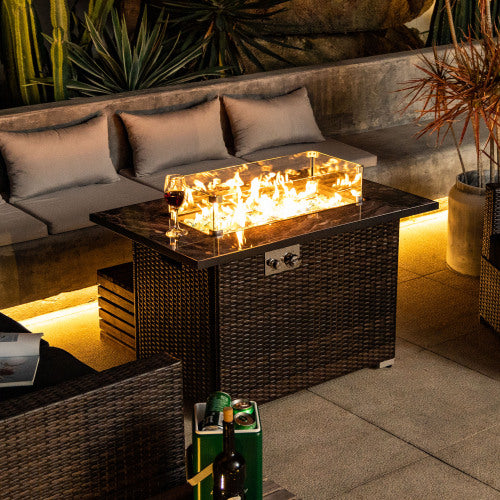 44-Inch Rectangular Propane Fire Pit Table with Marble-Look Top - image 3