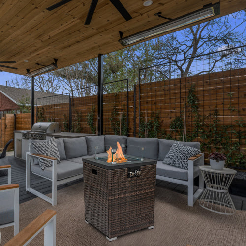 22-Inch Square Propane Fire Pit Table with Glass Wind Guard - image 3