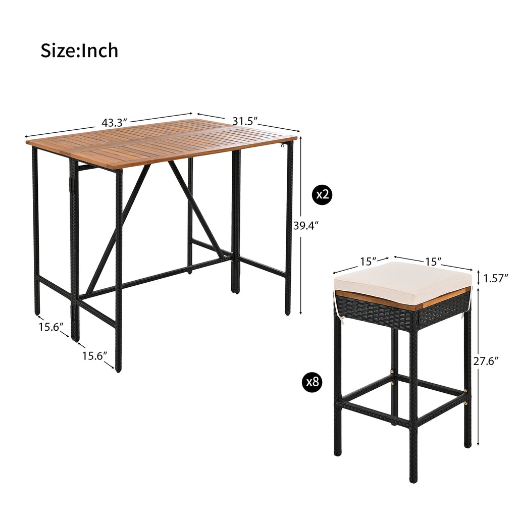 10-Piece Acacia Bar Height Outdoor Dining Set angle