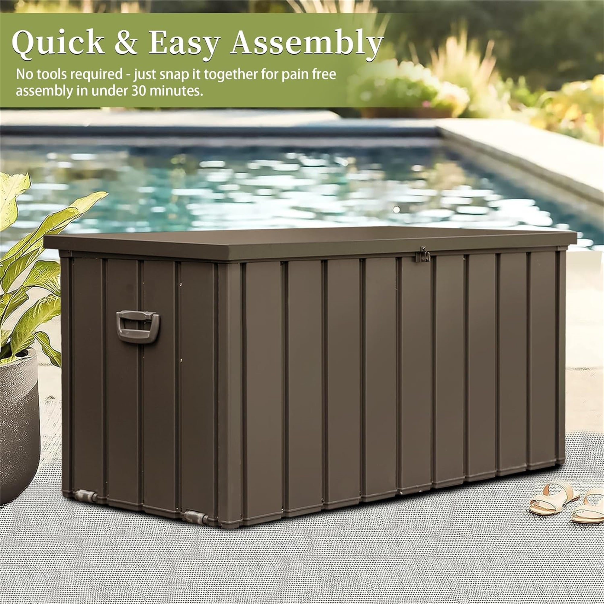 120 Gallon Steel Deck Box detail