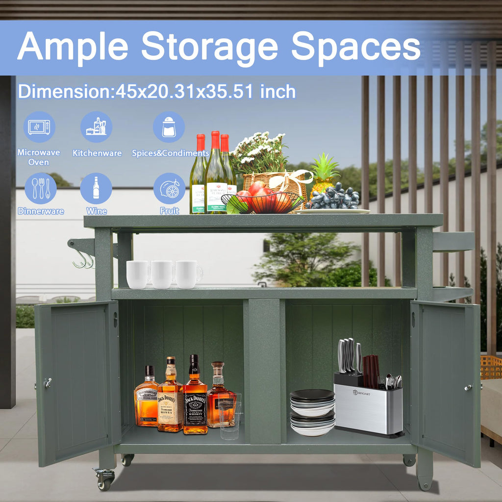 Aluminum grill cart outdoor scene