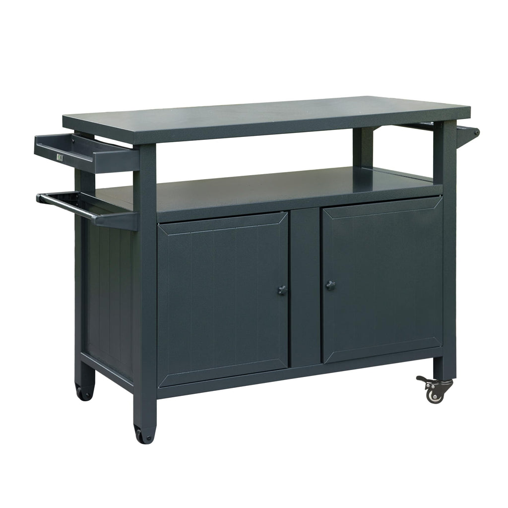 Aluminum outdoor grill cart with storage cabinet, grey