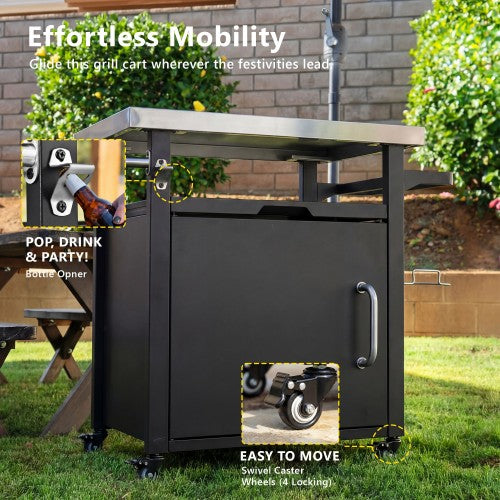 39.5-Inch Outdoor Grill Prep Cart with Weather Cover - image 7