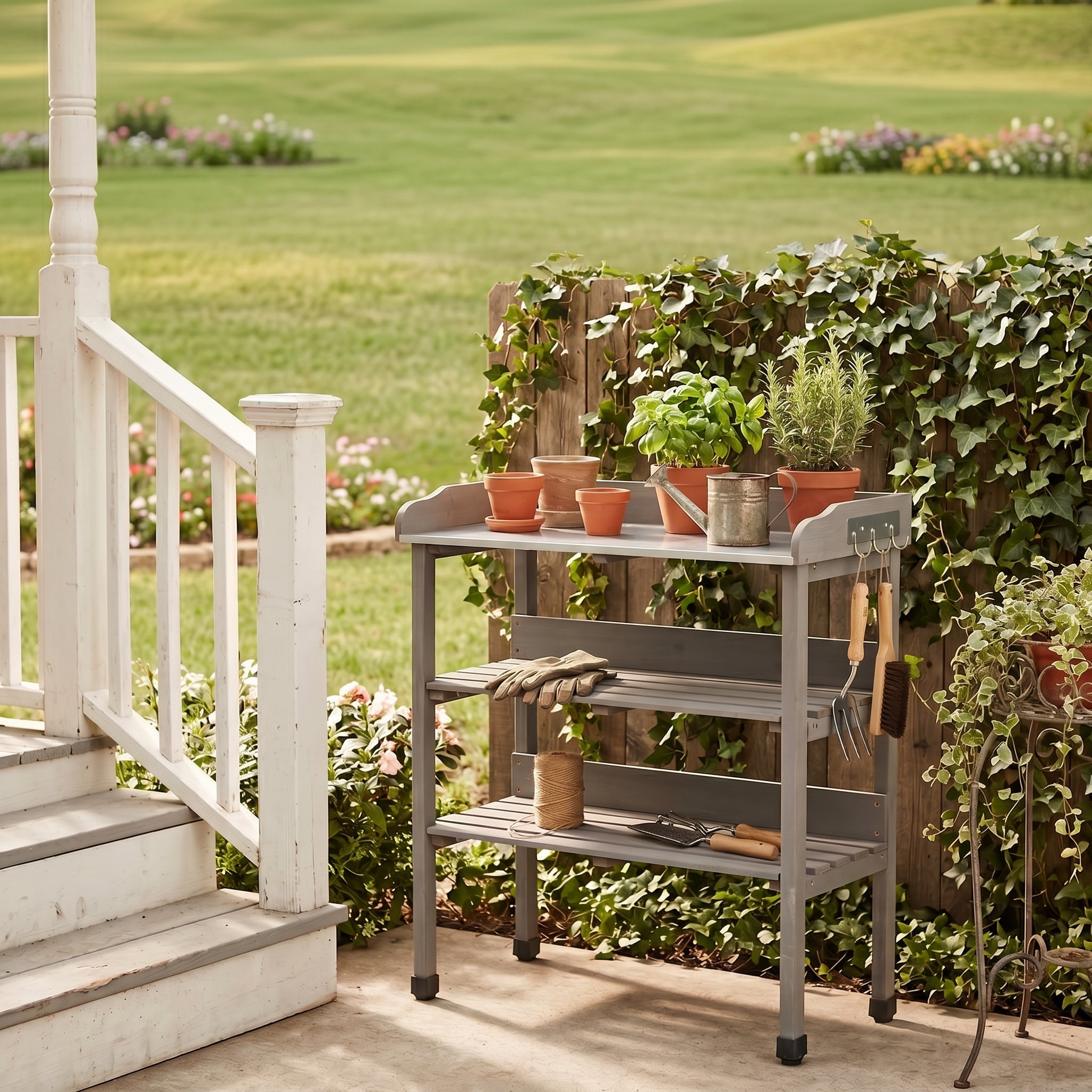 Compact 3-Tier Potting Table detail