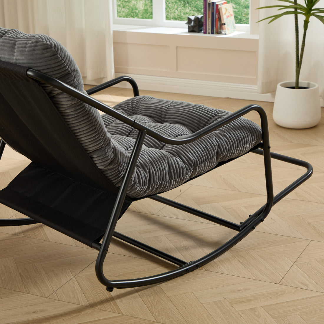 Outluma Slim Frame Outdoor Rocking Chair - Black and Gray