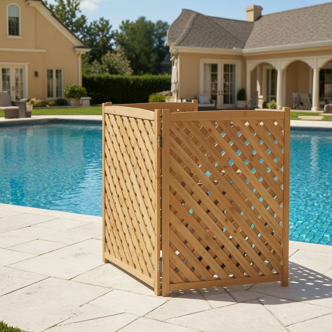 Outluma 3-Panel Wood AC Privacy Fence - Light Brown