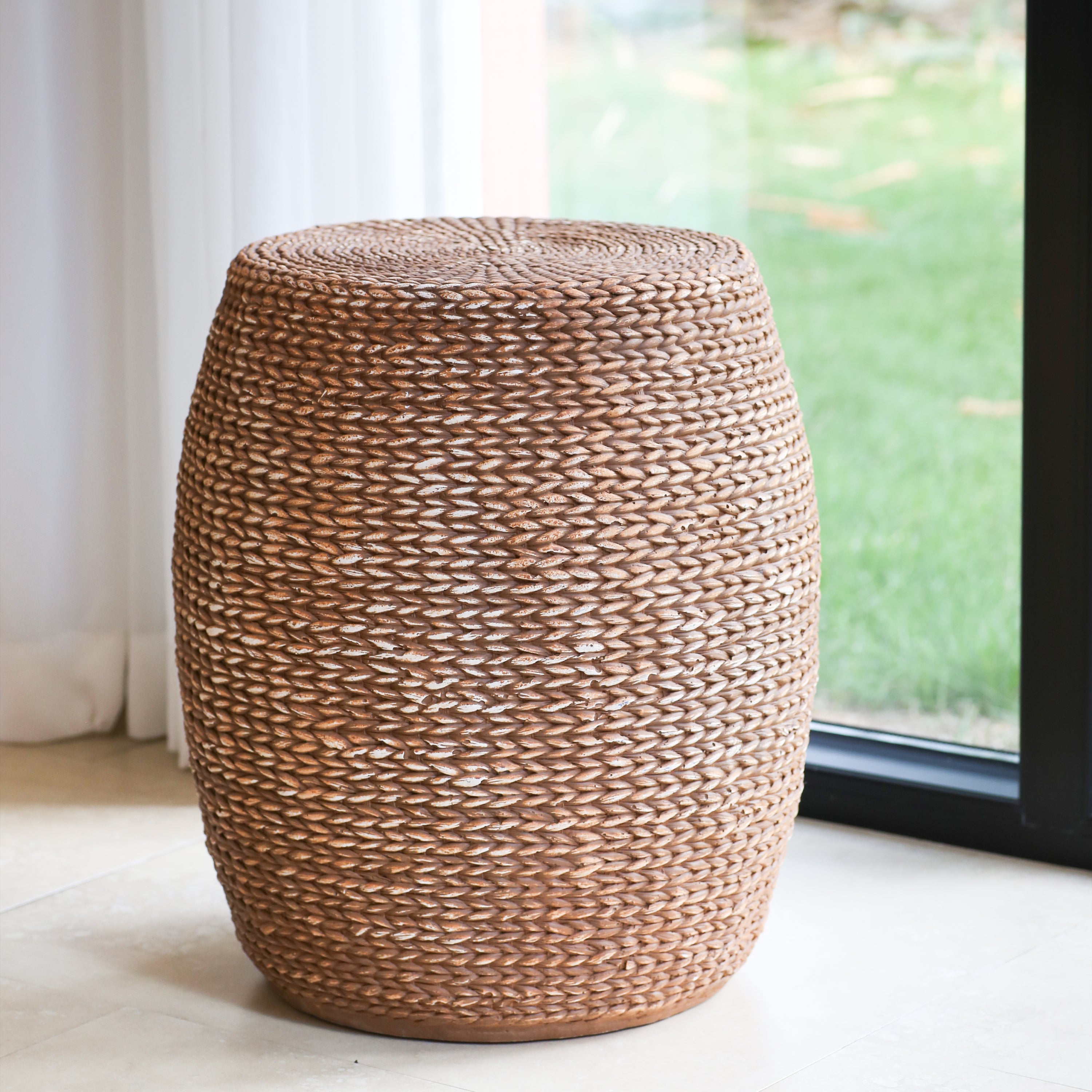 MGO side table styled with plant