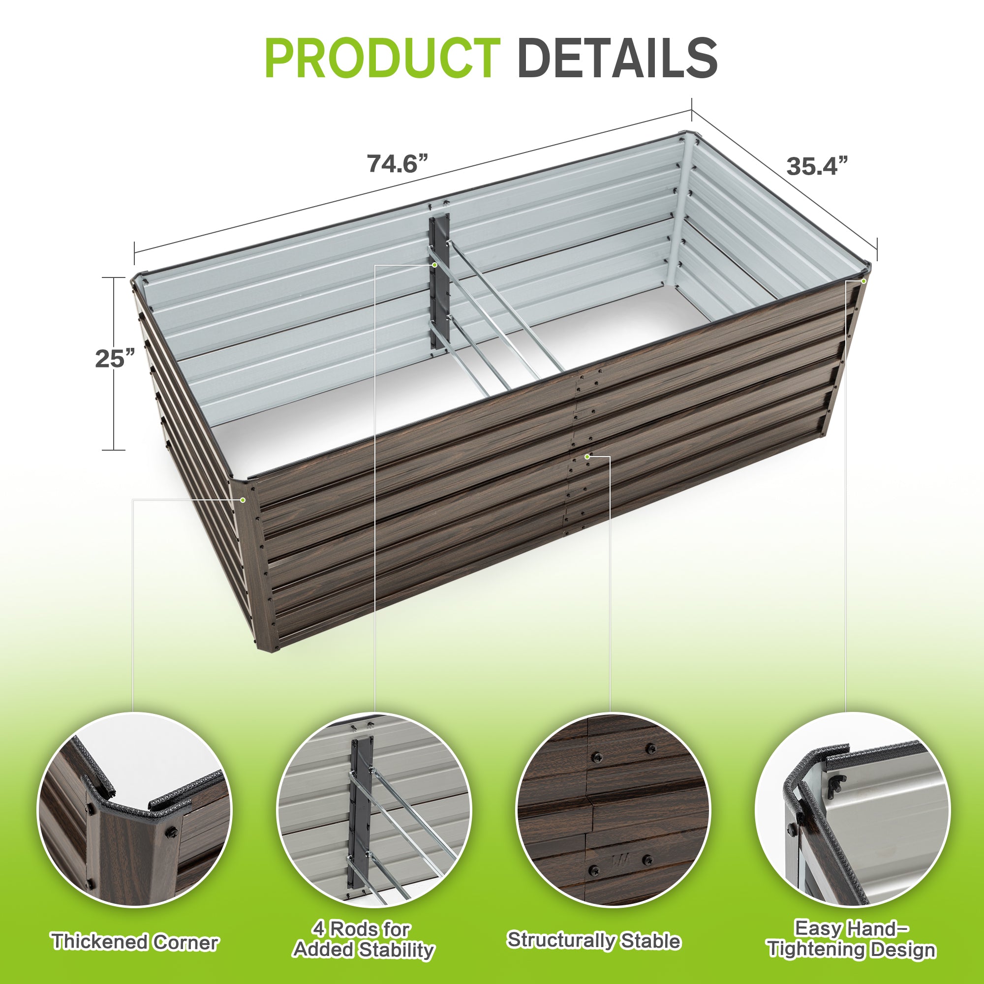 2-Pack Raised Garden Bed Kit detail