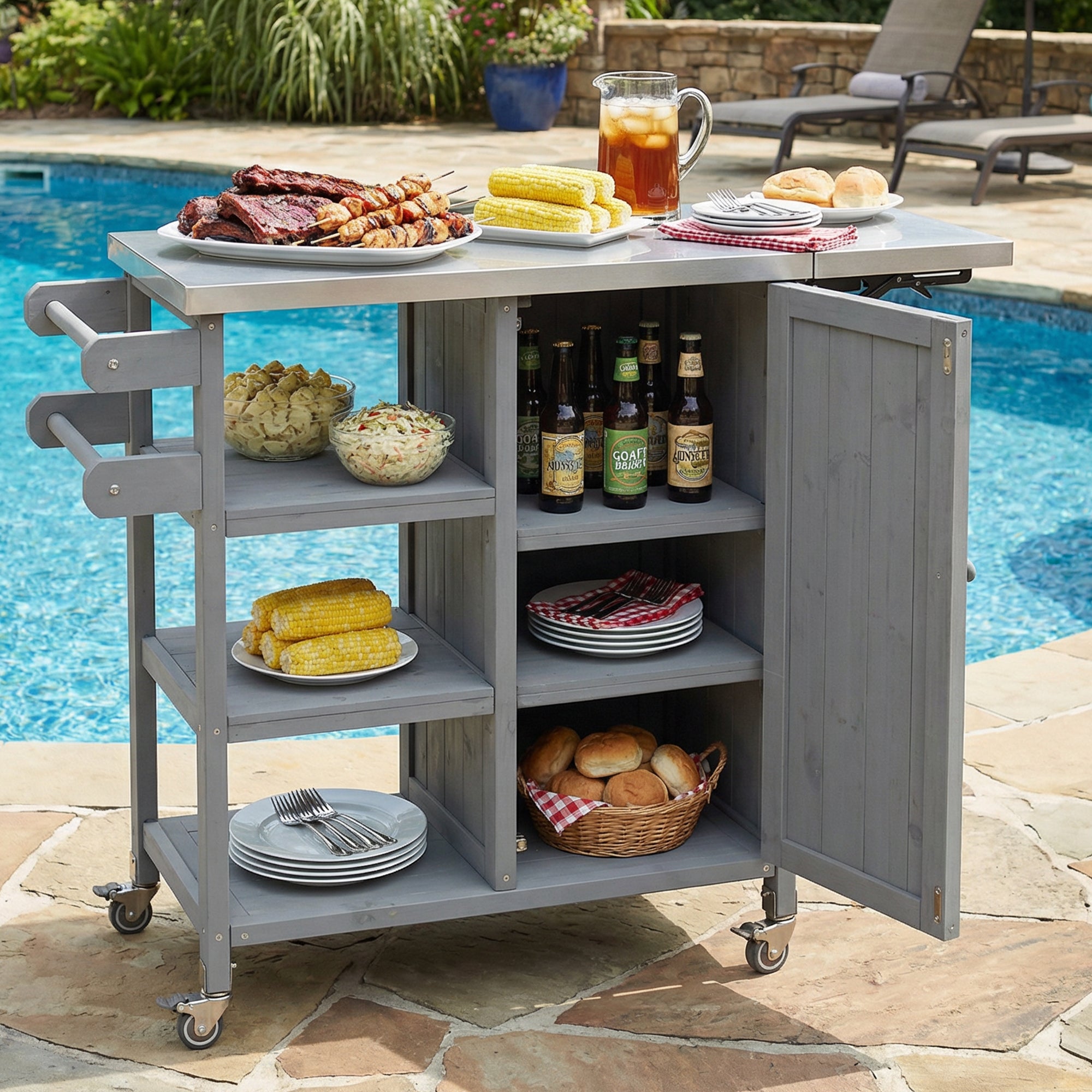 Foldable Outdoor Prep Station - Grey