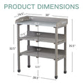 Compact 3-Tier Potting Table with Metal Top