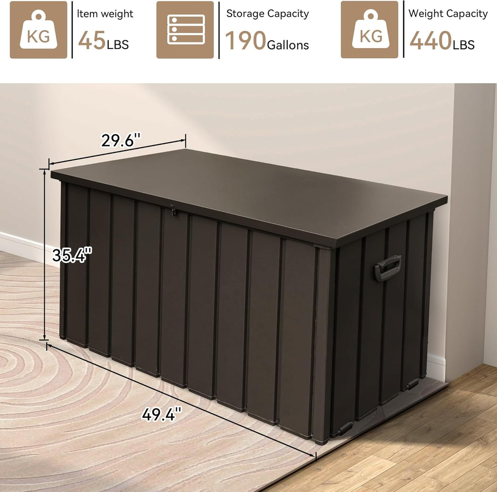 190 Gallon Steel Deck Box Dark Brown detail