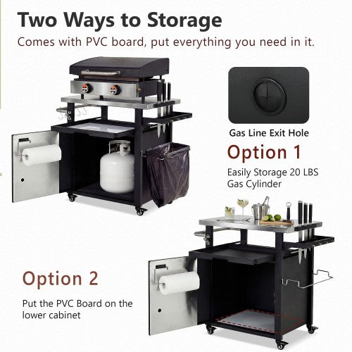 39.5-Inch Outdoor Grill Prep Cart with Weather Cover - image 4