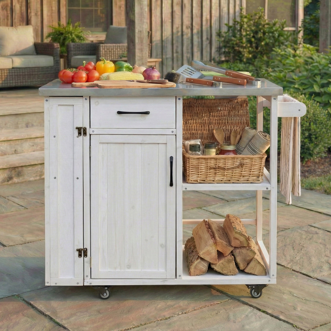 Outluma White Fir Wood Outdoor Prep Station