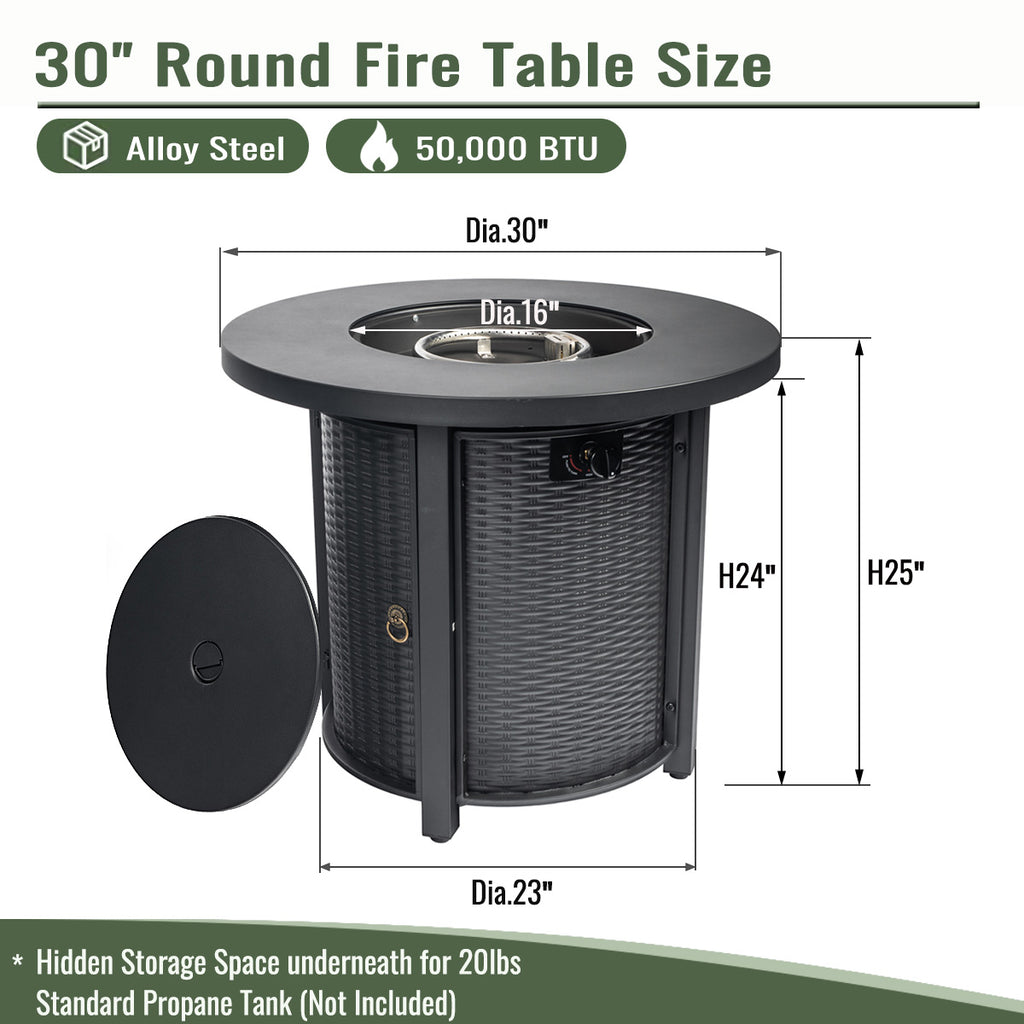 Round fire pit table lifestyle scene