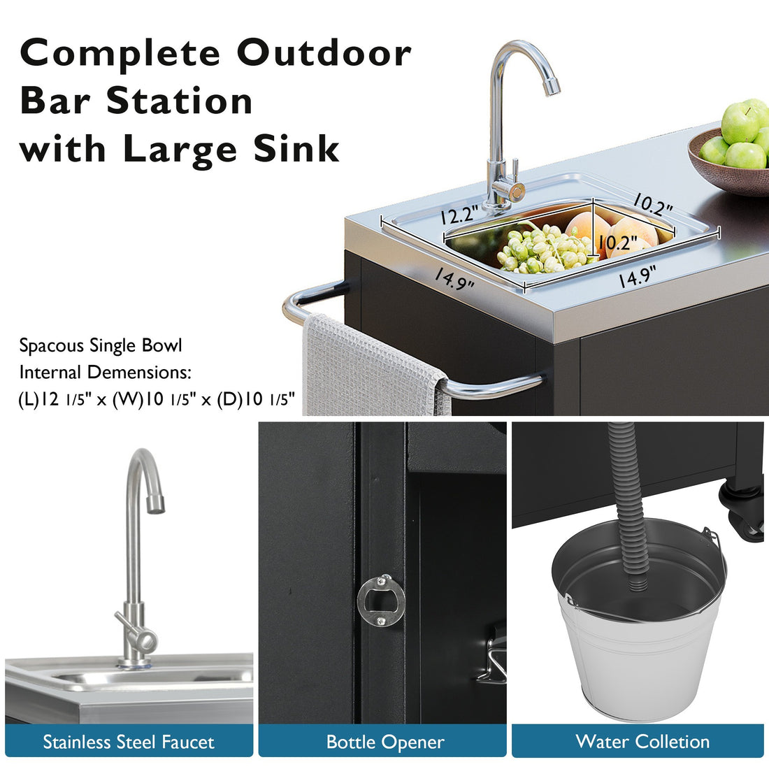 Outluma 55.5 in Outdoor Kitchen Island with Sink