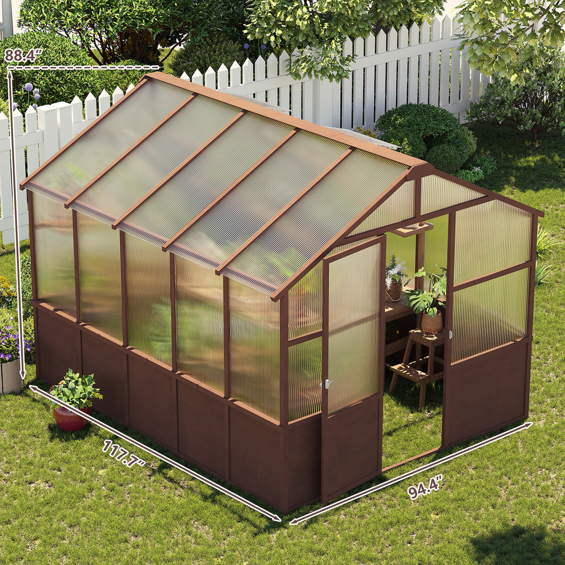 Outluma 8 x 10 Wood Greenhouse with Polycarbonate Panels