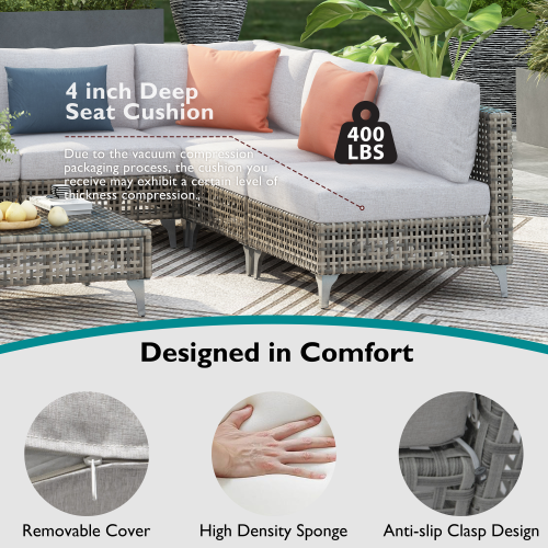 8-Piece Outdoor Conversation Set with 43-Inch Fire Pit Table - image 3
