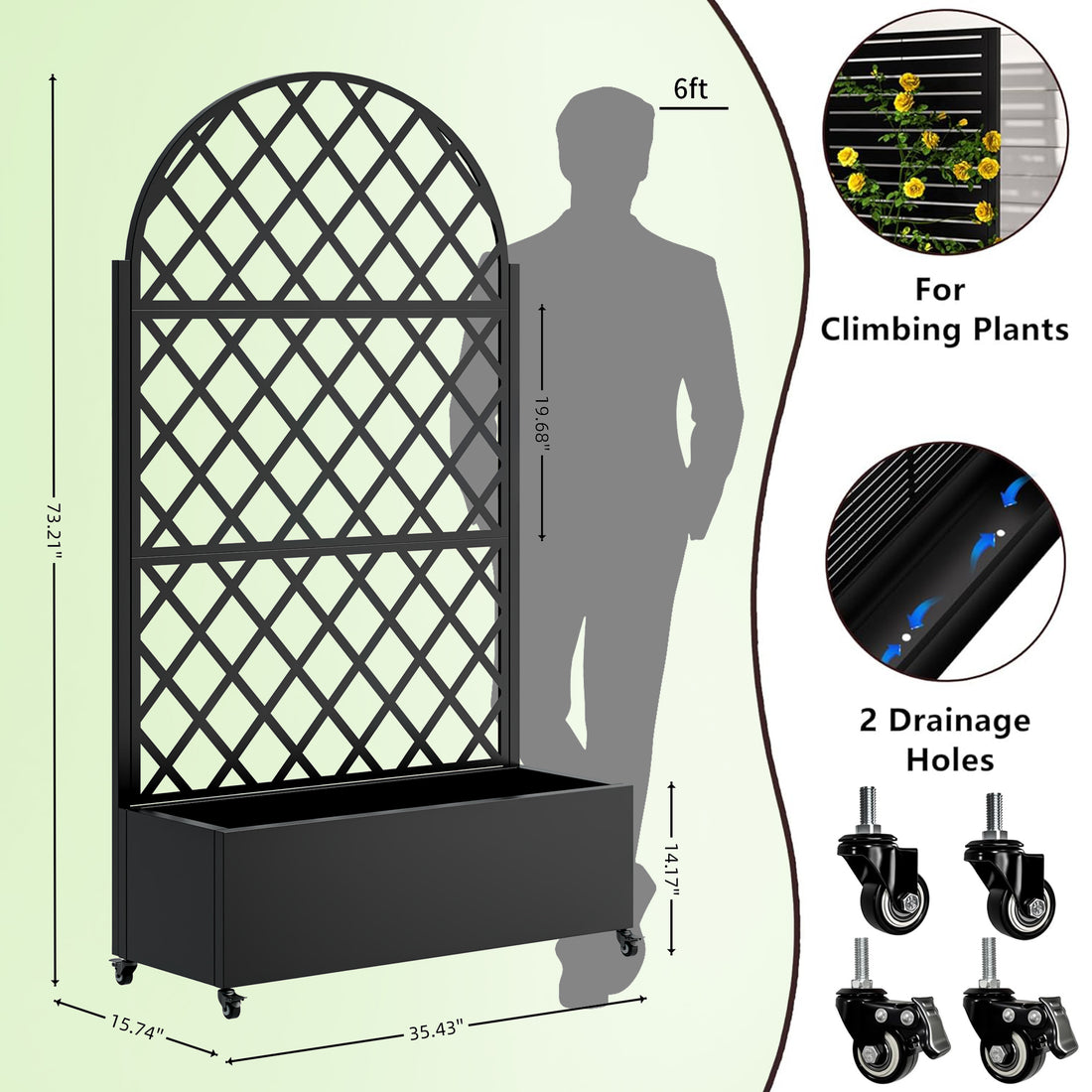 Outluma Round Metal Trellis Planter Box - 73 in